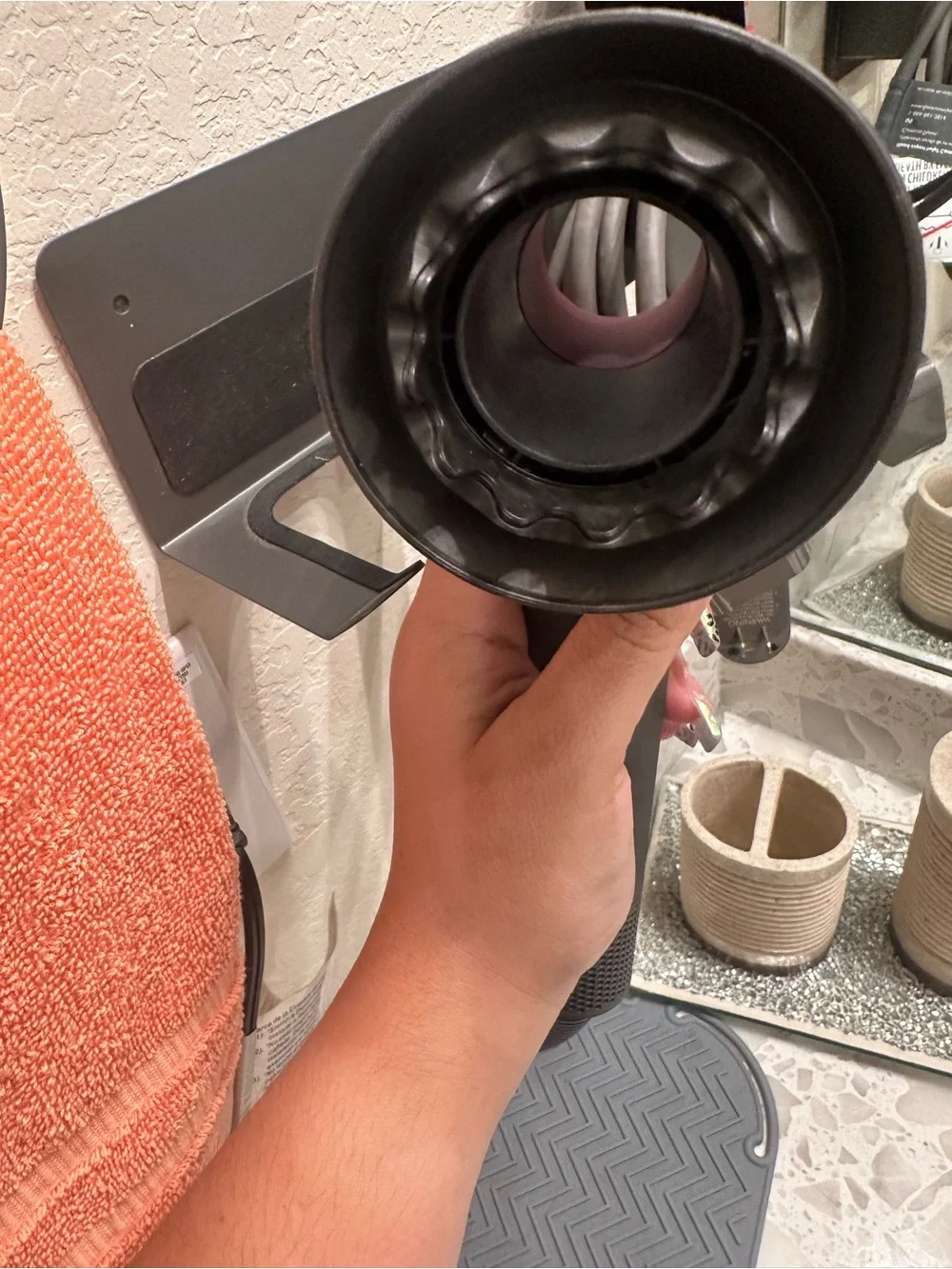 Dyson Hair Dryer in Dark Gray with Pink Accent